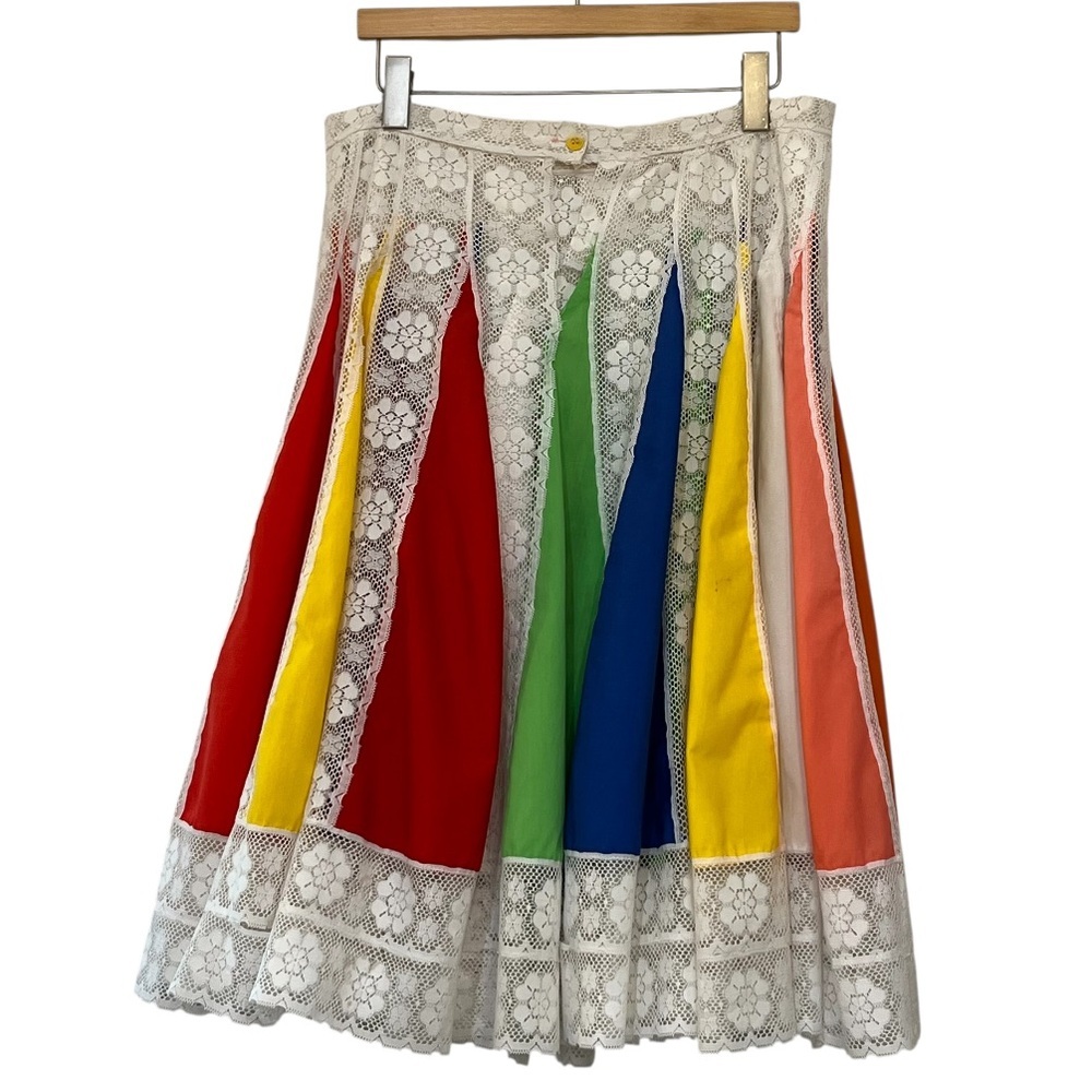 Handmade Vintage Lace Colorful Patchwork Overlay Skirt Boho Festival - Picture 7 of 15